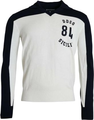 Dolce & Gabbana Sicilia Henley Sweater - Heren - V-hals truien - Wit - XS - Truien & Vesten