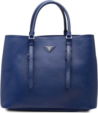 Prada Blue Leather Tote Bag (Pre-Owned)