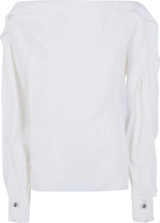 Lanvin Off-the-Shoulder Gedrapeerde Blouse - Dames - Blouses - Wit - XS - Overhemden
