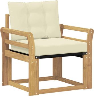 vidaXL Sof&aacute; De Exterior Madera Maciza De Acacia Y Textileno Blanco Vidaxl