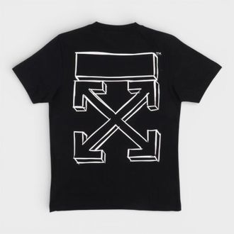 Off-white Unisex 3D Arrow Short Sleeve T-Shirt - Black/White Cotton - Size 2XS