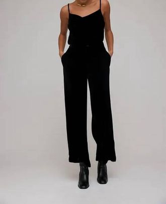 Bella Dahl Velvet Wide Leg Trouser In Black