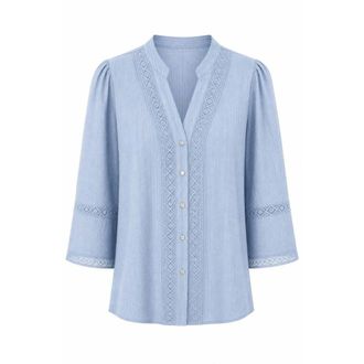 2-Biz Dames, Blouses & Shirts, Blauw, Maat: S Viscose