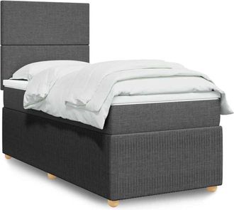 vidaXL Cama Box Spring Con Colch&oacute;n Tela Gris Oscuro 80x200 Cm Vidaxl