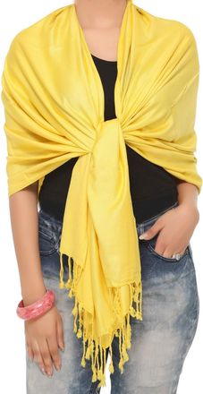 World of Shawls Super Soft Pashmina Shawl Scarf Wrap (Yellow)