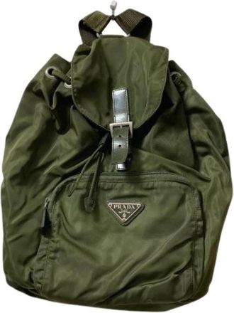 Prada Pre-owned Backpacks, female, Green, Size: ONE SIZE Pre-owned Nylon Backpack