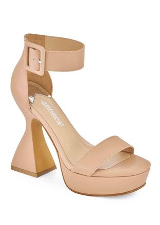Andrea Womens High Cone Heel Ankle Strap Sandal In Beige