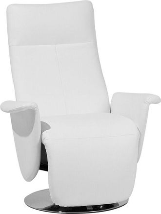Beliani Beliani - Adjustable Faux Leather Ergonomic Recliner Armchair Metal Base White pu Prime