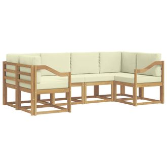 vidaXL Conjunto De Sof&aacute;s De Exterior Con Coj&iacute;n 6 Pcs Blanco Y Crema Vidaxl