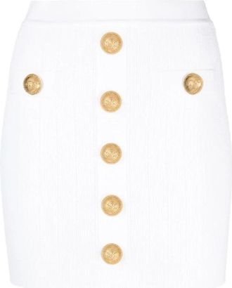 Balmain Stretch Mini Rok - Dames - Korte rokken - Wit - S - Leer - Rokken