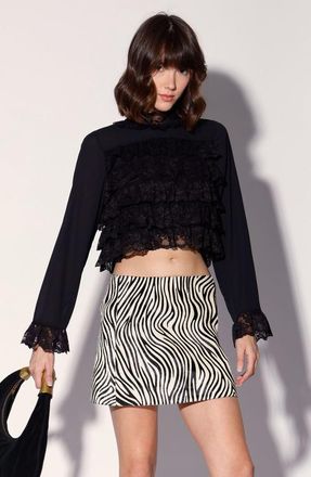 Walter Baker Lana Leather Skirt in Zebra Calf Hair at Nordstrom, Size 10