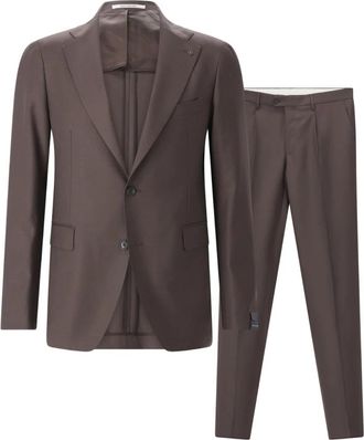 Tagliatore Single Breasted Suits - Heren - Business pakken - Bruin - L - Wol - Kostuums