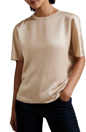 Reiss Lena Dolman Sleeve Silk Top in Champagne Neutral at Nordstrom, Size 14 Us