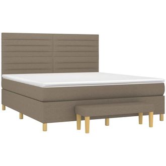 vidaXL Vidaxl - Cama Box Spring Con Colch&oacute;n Tela Gris Taupe 180x200 Cm