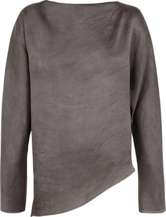 Cortana Japanse mouw asymmetrische zoom top - Dames - Blouses - Grijs - M - Linnen - Overhemden