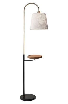 Adesso Jeffrey Shelf Floor Lamp in Black/Antique Brass at Nordstrom