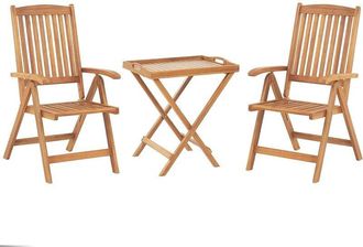 Beliani Beliani - Rustic Garden Bistro Set Acacia Wood Table 2 Chairs Folding Light Java