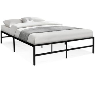 IDMarket TULSA struttura letto matrimoniale 140x190 cm piattaforma metallica nera 35 cm