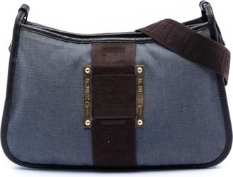 Fendi Pre-owned Shoulder Bags, female, Blue, Size: ONE SIZE Pre-owned Vintage Denim Shoulder Bag