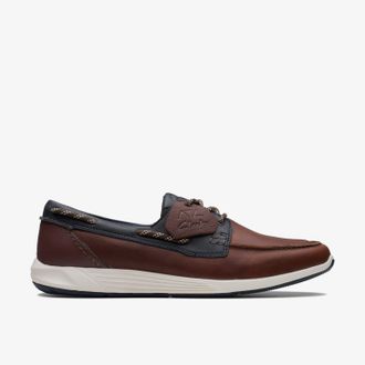 Clarks Mens ATL Sail Go Navy/Tan Shoes - Brown - Size UK 9