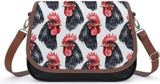 Generic Watercolor Cock Rooster Pattern Womens Crossbody Bag Fashion Shoulder Handbags Message Tote Bag with Adjustable Strap