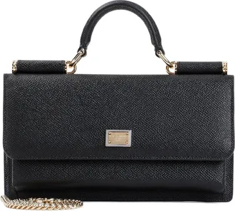 Dolce & Gabbana Black Dauphine Phone Saffiano Calf Leather Handbag-Donna