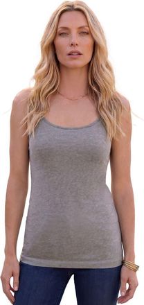 Roaman's Plus Size Cami With Built-In Bra And Adjustable Straps in Medium Heather Grey at Nordstrom, Size Large