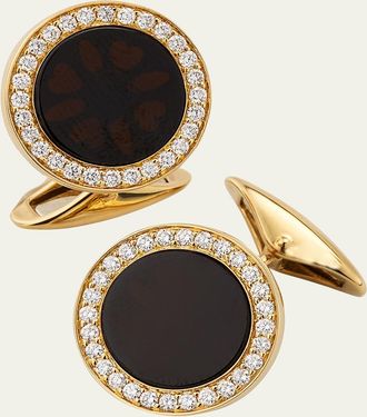 Jan Leslie Mens 18K Rose Gold Mother Of Pearl and Diamond Cufflinks