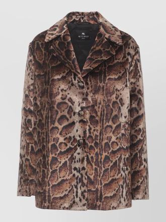 Etro animal-print single-breasted short coat