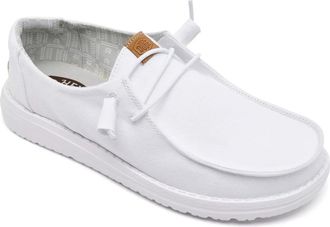 Hey Dude Wendy Stretch 40902-100 Women White Moc Toe Slip On Comfort Shoes MOT68