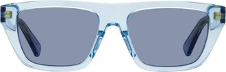 Bottega Veneta BV1291S Tapered Rectangular Acetate Sunglasses - Blue