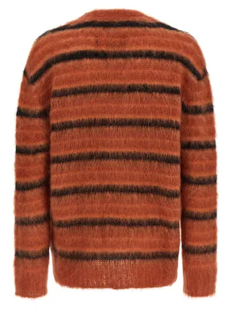Marni Brushed Striped Mohair Cardigan - Rust