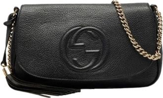 Gucci Pre-owned Vintage Crossbody Bag - Dames - Vintage Schoudertas - Zwart - ONE Size - Leer - Vintage