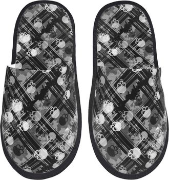 Generic Slipper Seamless Pattern With Skulls Reusable Camping Slippers Unisex Cotton Slipper For Travel Indoor Men L