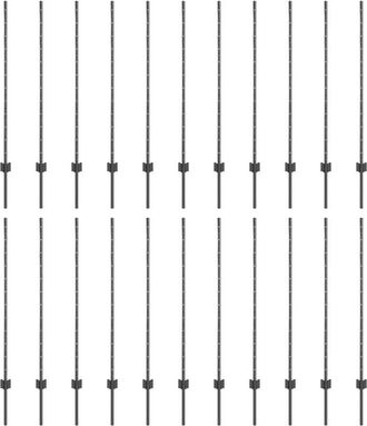 vidaXL Grey Fence Posts 44 pcs Grey Metal Vidaxl