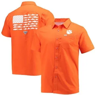 Columbia Mens Columbia PFG Orange Clemson Tigers Slack Tide Camp Button-Up Shirt at Nordstrom, Size X-Large