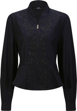 Shanghai Tang floral-embroidery cropped jacket - women - Cupro/Cotton - S - Black