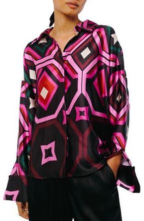 Ciebon Lariza Printed Button-Up Shirt in Black Multi at Nordstrom Rack, Size Medium