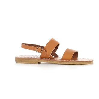 K.Jacques Flat Sandals, male, Brown, Size: 10 US Brown Leather Sandal with Buckle Closure