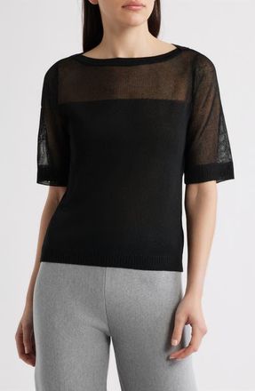 Kobi Halperin Romi Elbow Sleeve Knit Top in Black at Nordstrom, Size Xx-Large