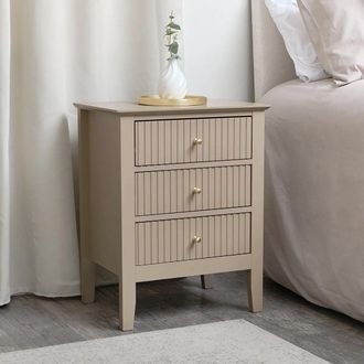 Melody Maison 3 Drawer Bedside Table - Hales Tan Range in Beige