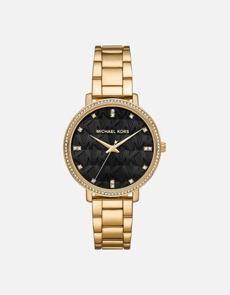 Michael Kors Womens Michael Kors MK4593 Pyper Black MK Patterned Ladies Watch