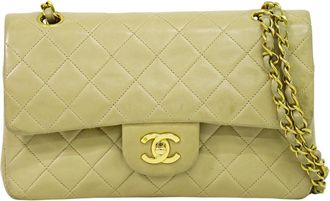 Chanel Timeless - Classic Double Flap Bag Quilted Lambskin Beige Leather Bag (Pre-Owned)