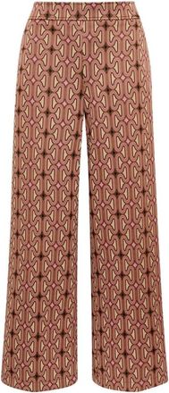 Maliparmi Optical Chain Trouser - Dames - Wijde Broeken - Bruin - 2XL - Leer - Broeken