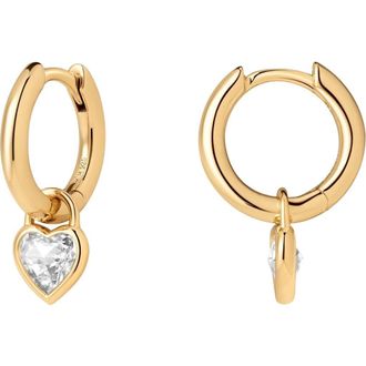 Made by Mary CZ Heart Huggie Hoop Earring in Gold at Nordstrom