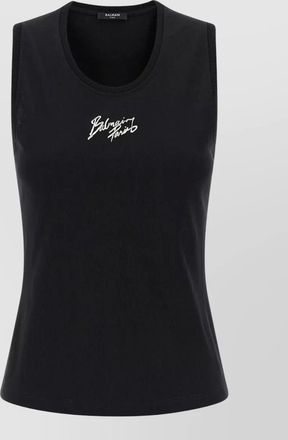 Balmain cotton relaxed-fit logo-print tank top