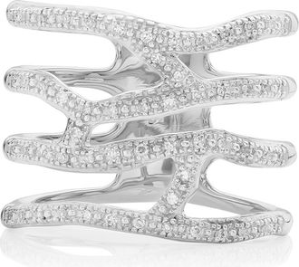 Monica Vinader Riva Waterfall Diamond Cocktail Ring in Silver/Diamond at Nordstrom Rack, Size 5.5