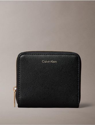 Calvin Klein Womens Foil Logo Square Zip Wallet - Black