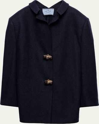 Prada Wool Jewel-Button Coat