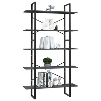 Berkfield Home Modern 5-Tier Book Cabinet Grey 100x30x175 cm Pinewood | Size: 100 x 30 x 175 cm